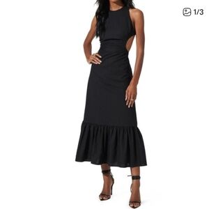 ASTR The Label Black Linen Maxi Dress – Size Large – Crisscross BackChic